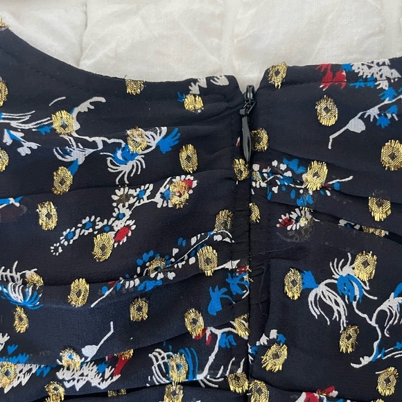 Veronica Beard Black Floral Metallic Long Sleeve Dress - Picture 12 of 14